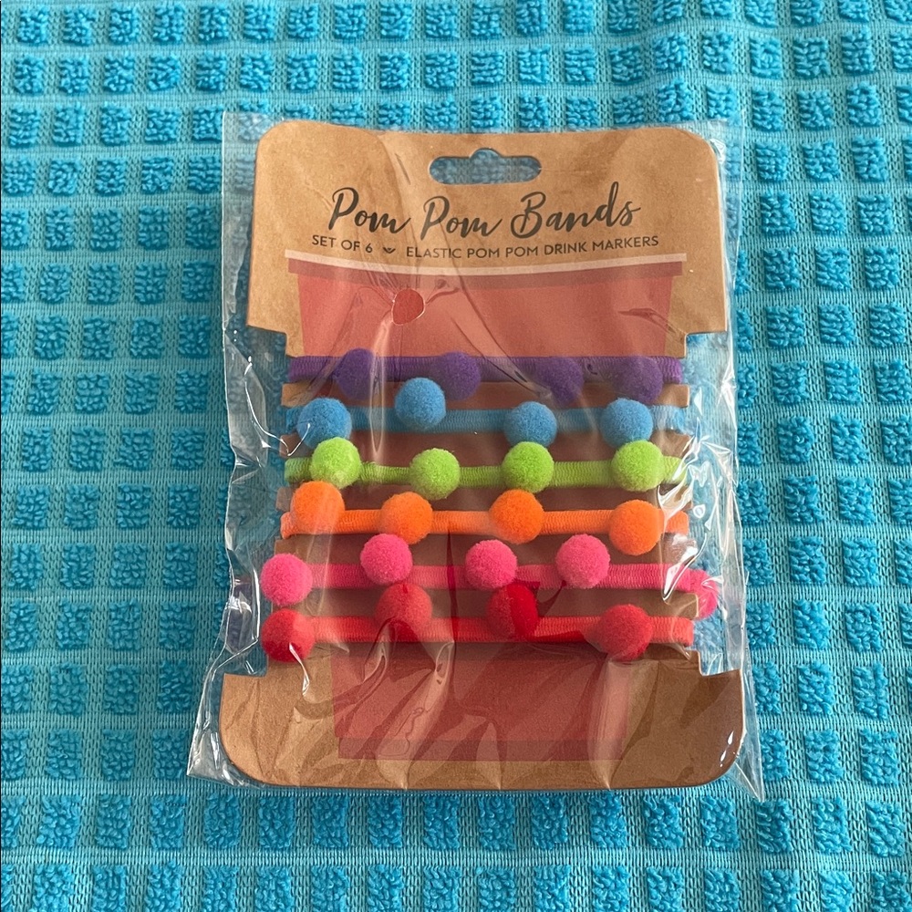 Pom Pom Bands Elastic Drink Markers - Bright Multicolor Set